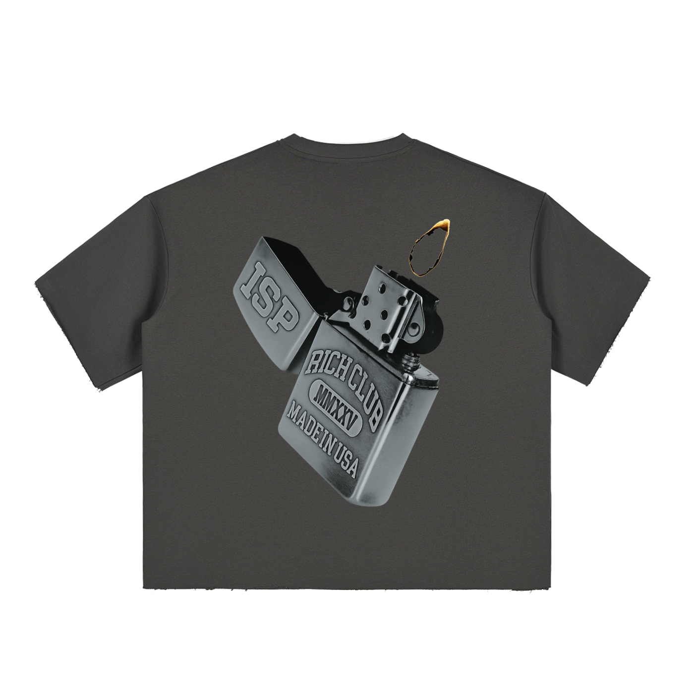 Boxy Half-Sleeve Raw-Edge T-Shirt