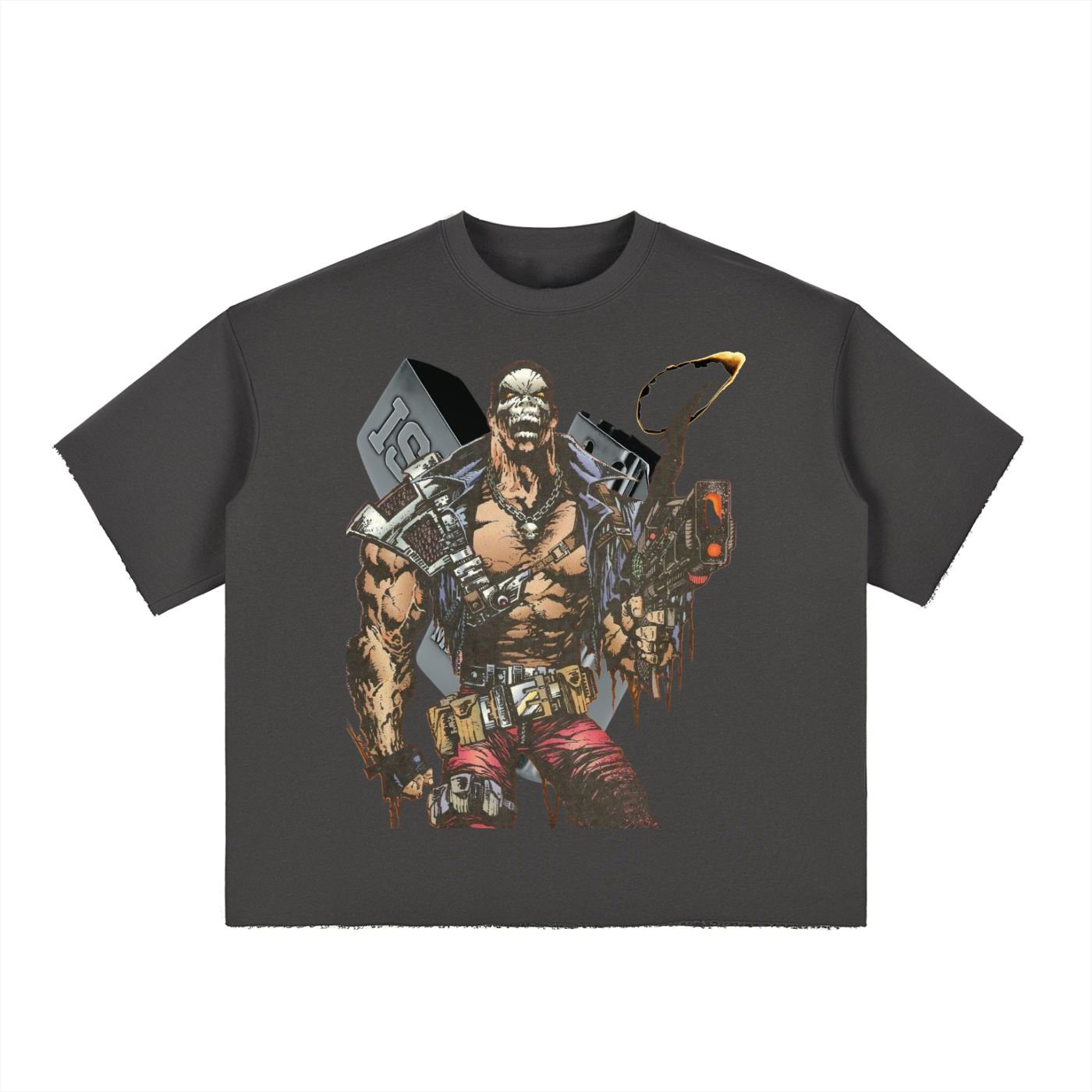 Boxy Half-Sleeve Raw-Edge T-Shirt