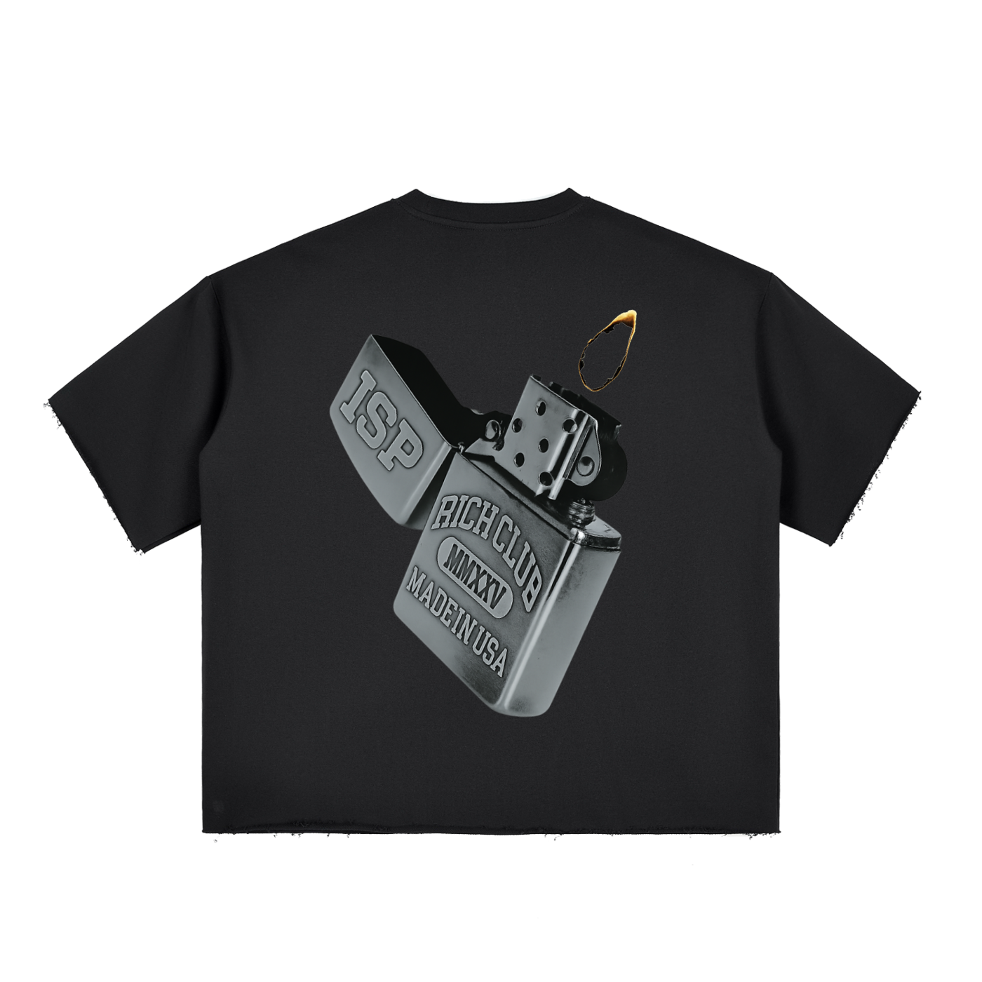 Boxy Half-Sleeve Raw-Edge T-Shirt